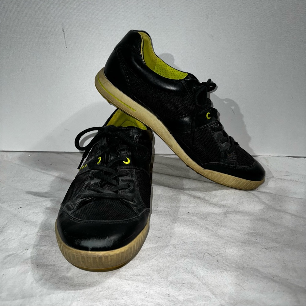 ECCO Mens Black Green Leather Athletic Golf Shoes 47 US 13